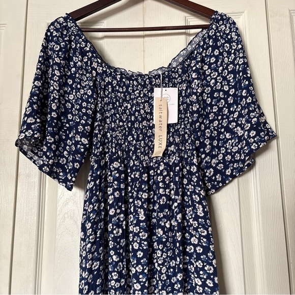 NWT Saltwater Luxe Blue & White Baltic Floral Tiered Skirt Maxi Dress Size Small - Picture 2 of 10